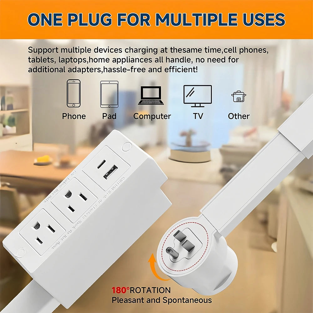 Electrical Outlet Extender Stick - Power Socket Expander with USB-A USB-C Outlets,Rotates180° Sofa Bedside Table Extender Tools