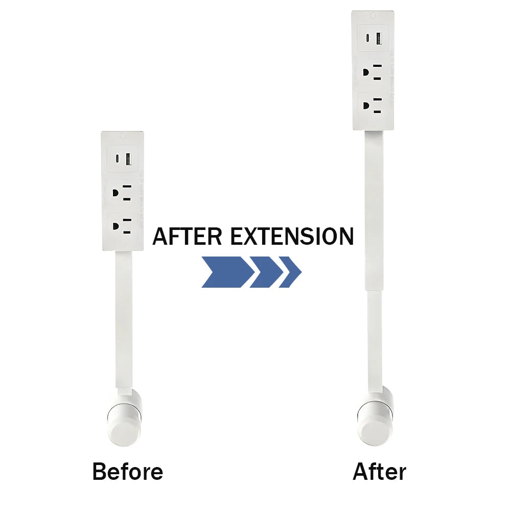Electrical Outlet Extender Stick - Power Socket Expander with USB-A USB-C Outlets,Rotates180° Sofa Bedside Table Extender Tools