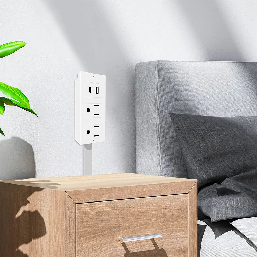 Electrical Outlet Extender Stick - Power Socket Expander with USB-A USB-C Outlets,Rotates180° Sofa Bedside Table Extender Tools