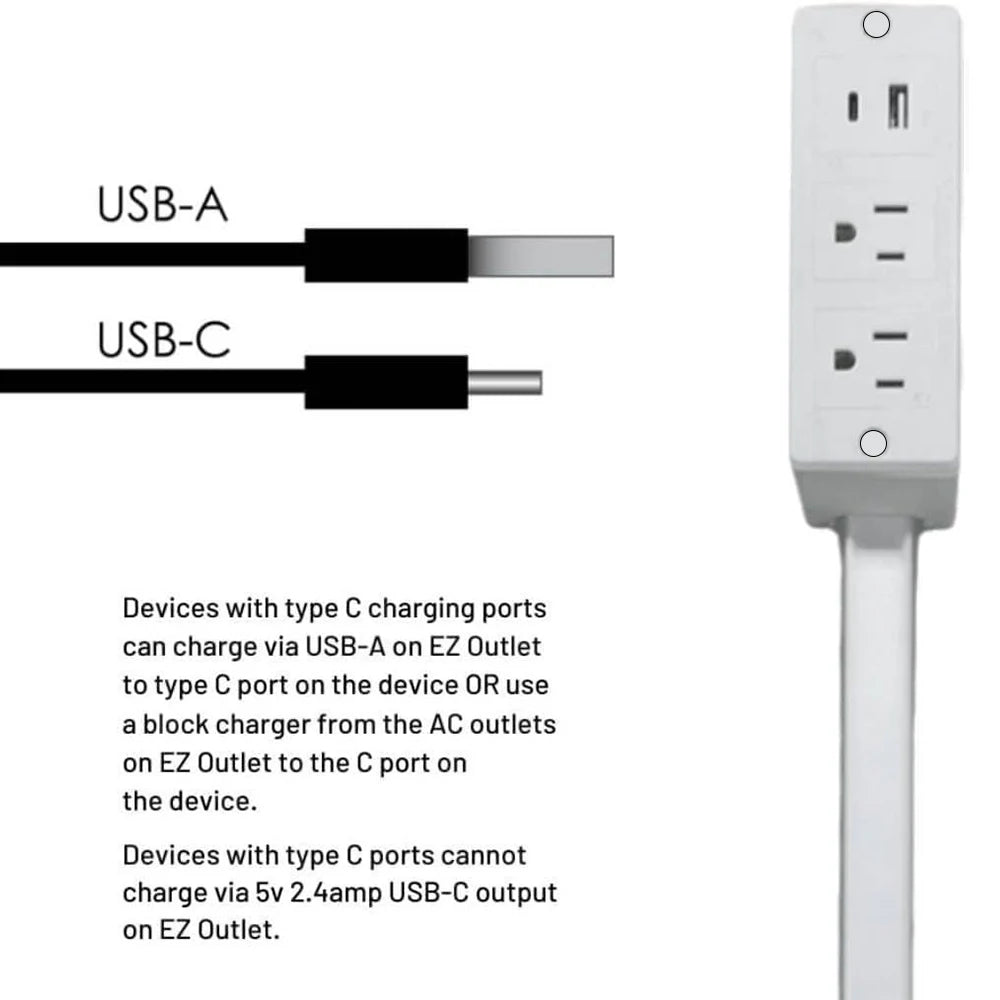Electrical Outlet Extender Stick - Power Socket Expander with USB-A USB-C Outlets,Rotates180° Sofa Bedside Table Extender Tools