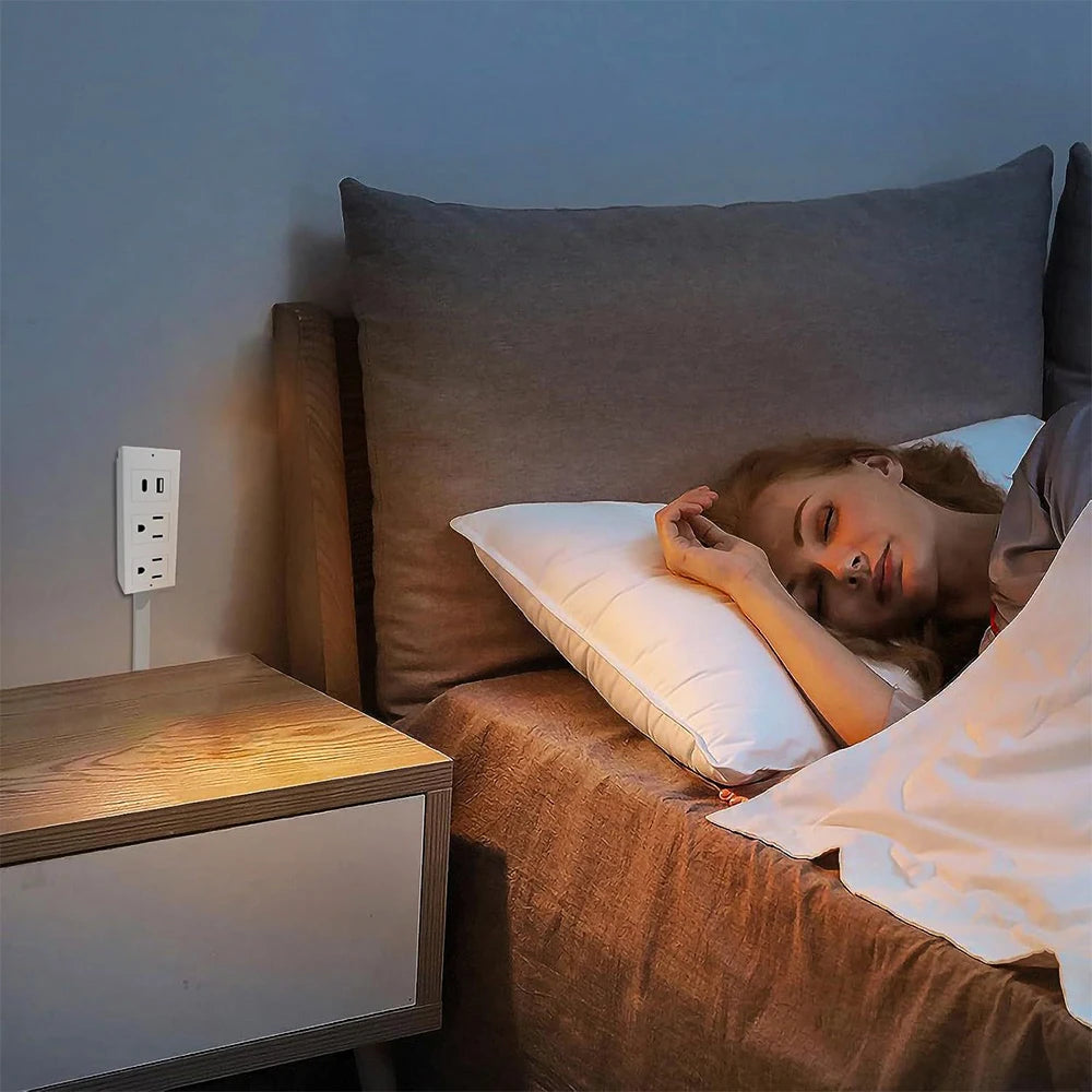 Electrical Outlet Extender Stick - Power Socket Expander with USB-A USB-C Outlets,Rotates180° Sofa Bedside Table Extender Tools